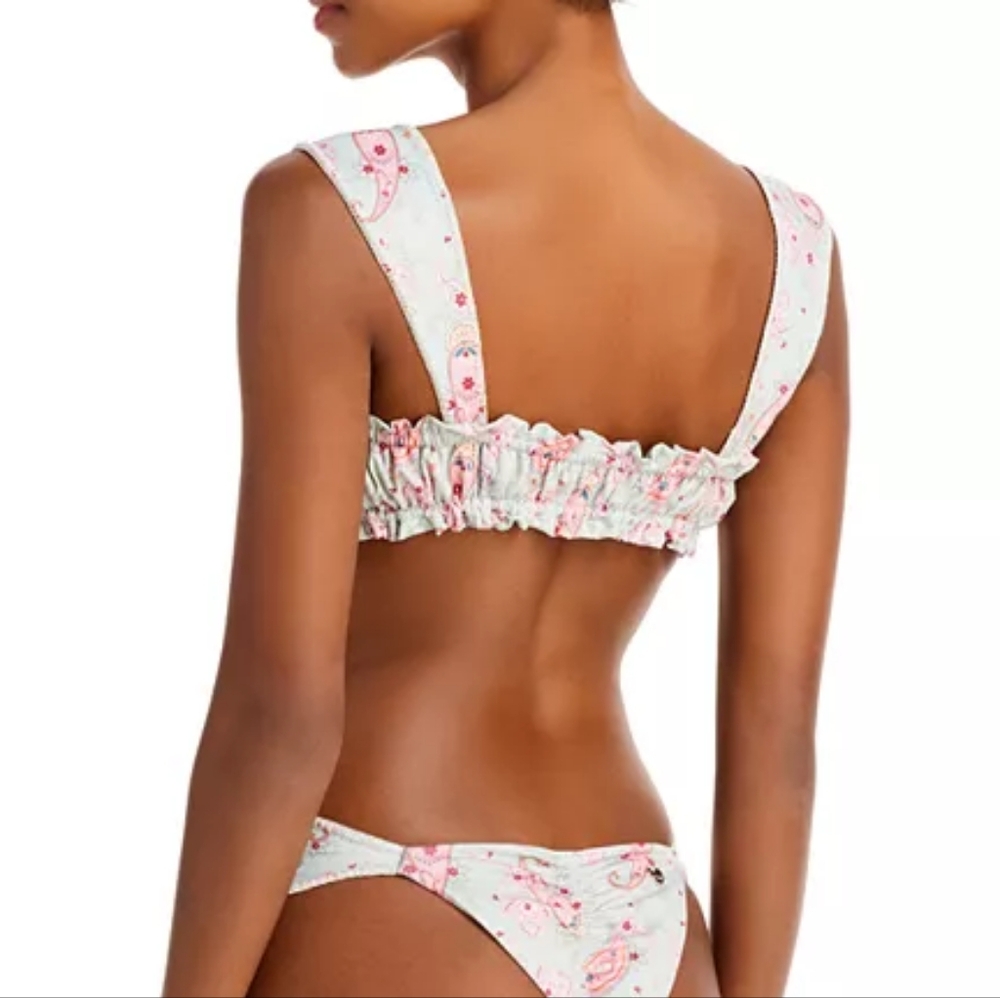 NWT‎ Capittana Mia Pink Paisley Ruched Bandeau Bikini Top M - Picture 3 of 6